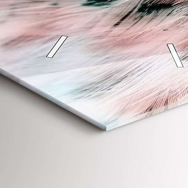 Modern vertical wall clock Colorful feathers