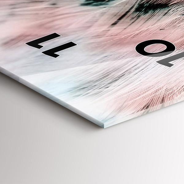 Modern vertical wall clock Colorful feathers