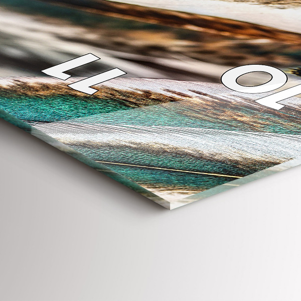 Modern vertical wall clock Light brown bird feathers