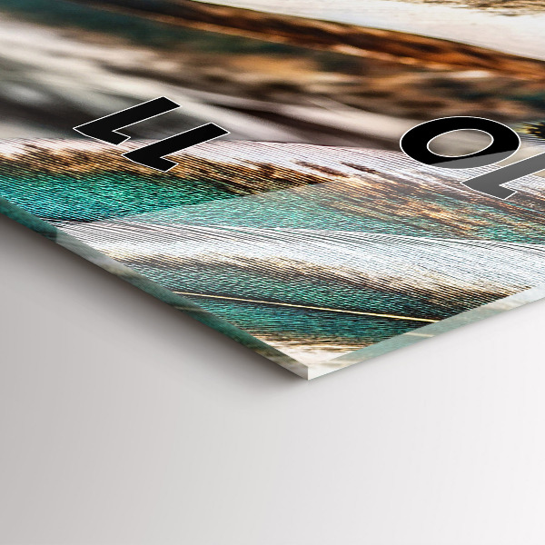 Modern vertical wall clock Light brown bird feathers