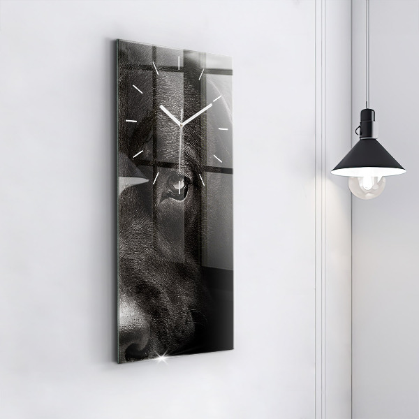 Modern vertical wall clock Scottish Fold Dog and Cat