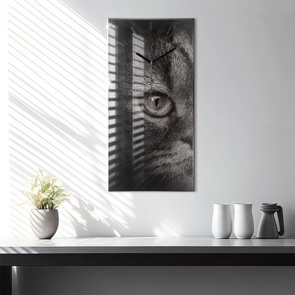 Modern vertical wall clock Scottish Fold Dog and Cat