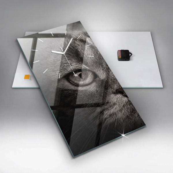 Modern vertical wall clock Scottish Fold Dog and Cat