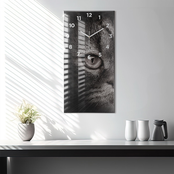 Modern vertical wall clock Scottish Fold Dog and Cat