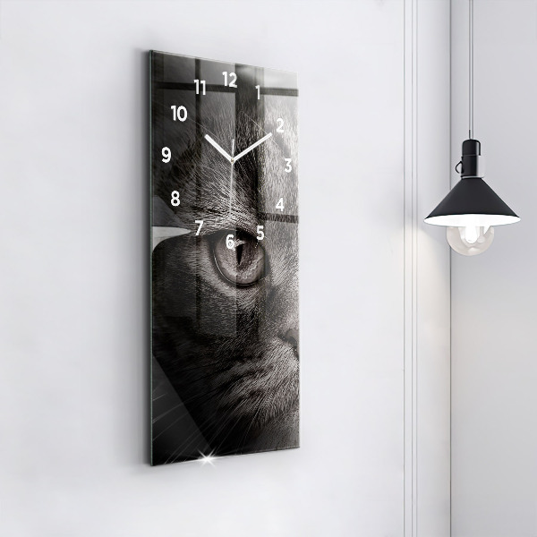 Modern vertical wall clock Scottish Fold Dog and Cat