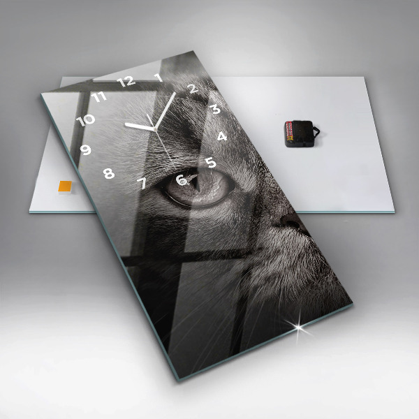 Modern vertical wall clock Scottish Fold Dog and Cat