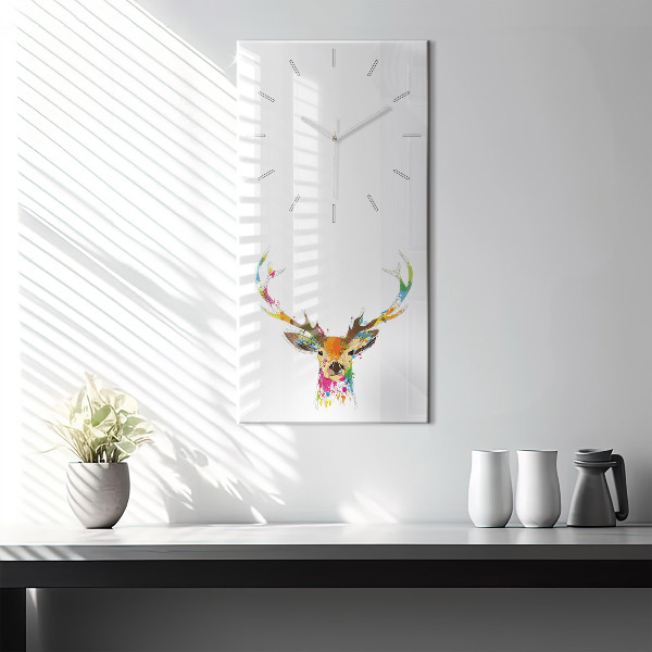 Modern vertical wall clock Colorful deer head