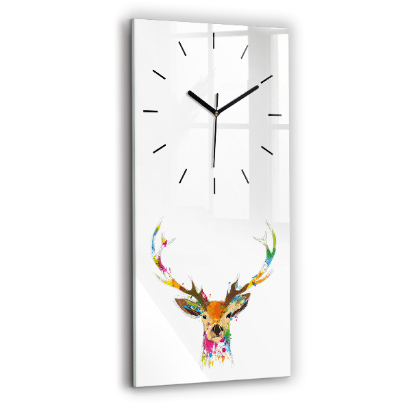 Modern vertical wall clock Colorful deer head