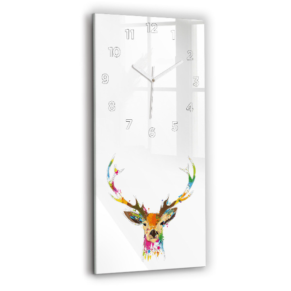 Modern vertical wall clock Colorful deer head