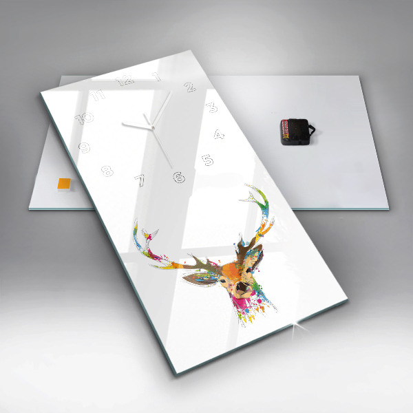 Modern vertical wall clock Colorful deer head