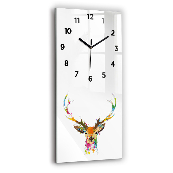 Modern vertical wall clock Colorful deer head