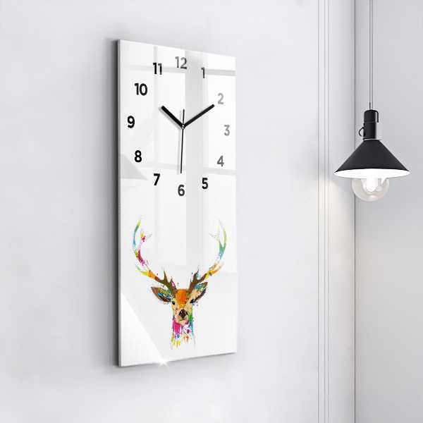 Modern vertical wall clock Colorful deer head