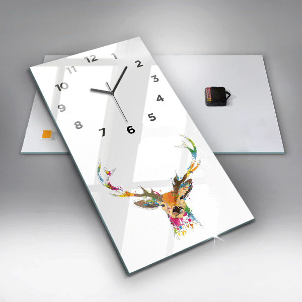 Modern vertical wall clock Colorful deer head