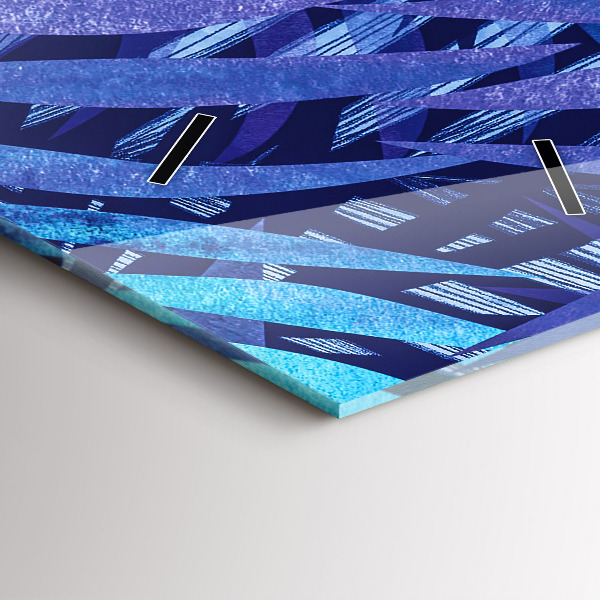 Modern vertical wall clock Blue leaves