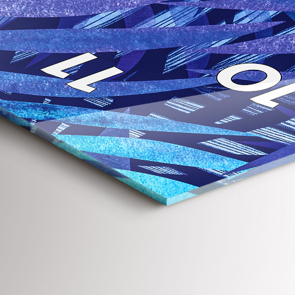 Modern vertical wall clock Blue leaves