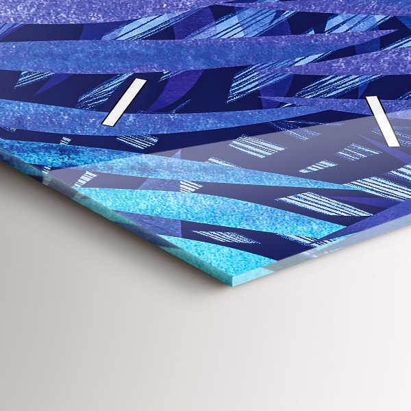 Modern vertical wall clock Blue leaves