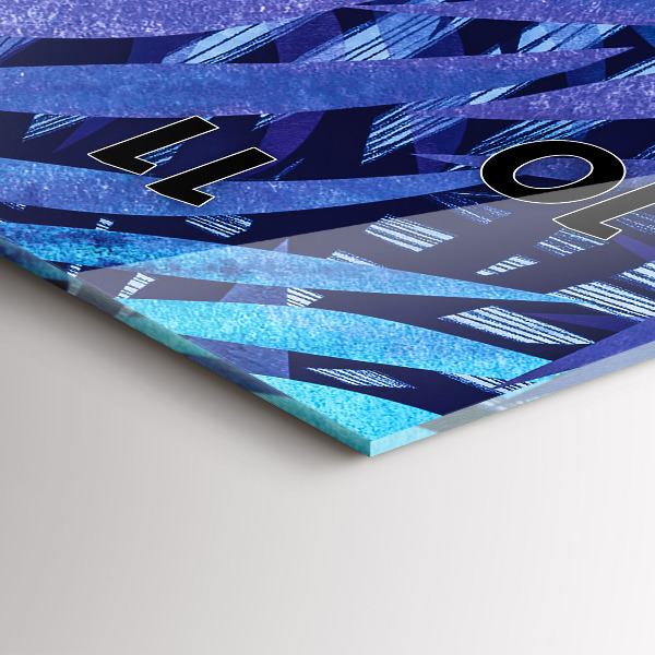 Modern vertical wall clock Blue leaves