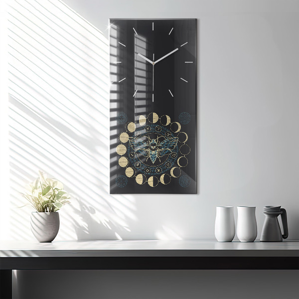 Modern vertical wall clock Moon Phases and Insect