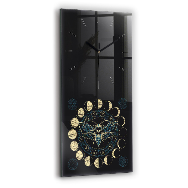 Modern vertical wall clock Moon Phases and Insect