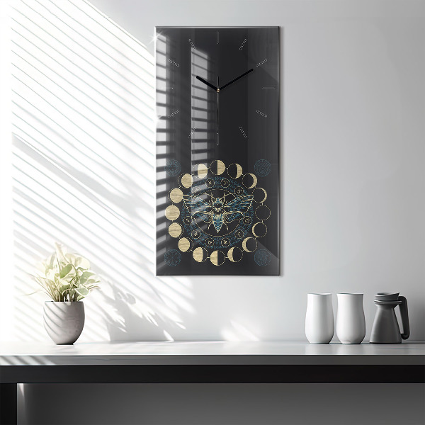 Modern vertical wall clock Moon Phases and Insect