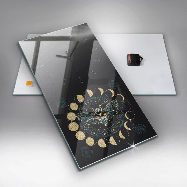 Modern vertical wall clock Moon Phases and Insect