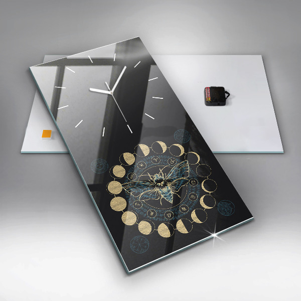 Modern vertical wall clock Moon Phases and Insect