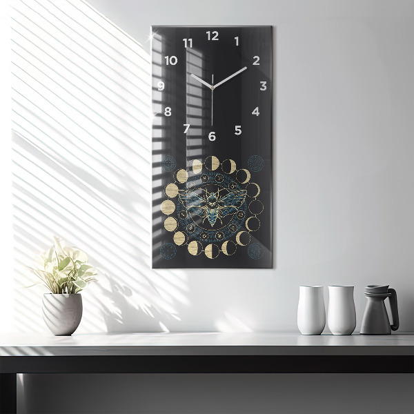 Modern vertical wall clock Moon Phases and Insect