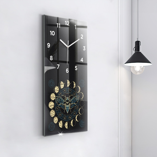 Modern vertical wall clock Moon Phases and Insect