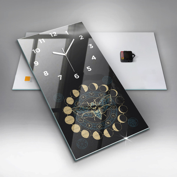 Modern vertical wall clock Moon Phases and Insect
