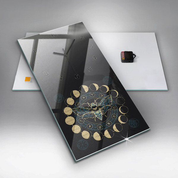 Modern vertical wall clock Moon Phases and Insect