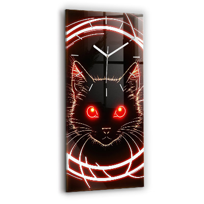 Modern vertical wall clock Cat with red eyes