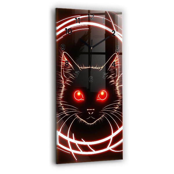Modern vertical wall clock Cat with red eyes
