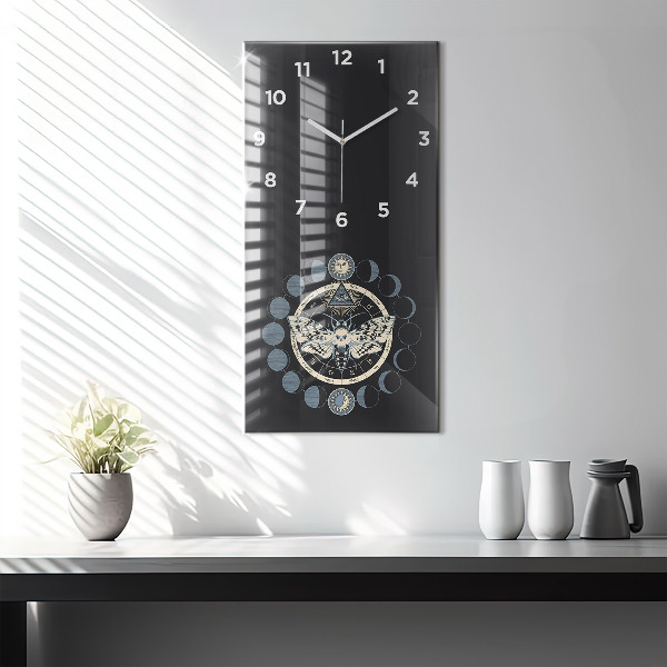 Modern vertical wall clock Moon phases