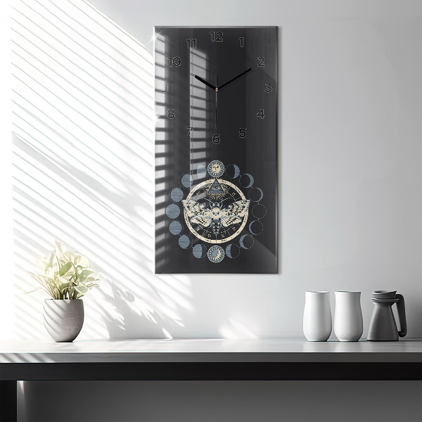 Modern vertical wall clock Moon phases