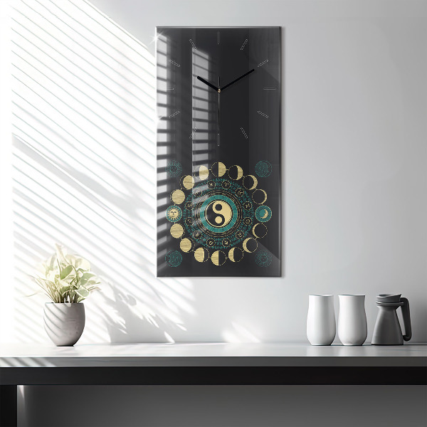 Modern vertical wall clock Moon phases