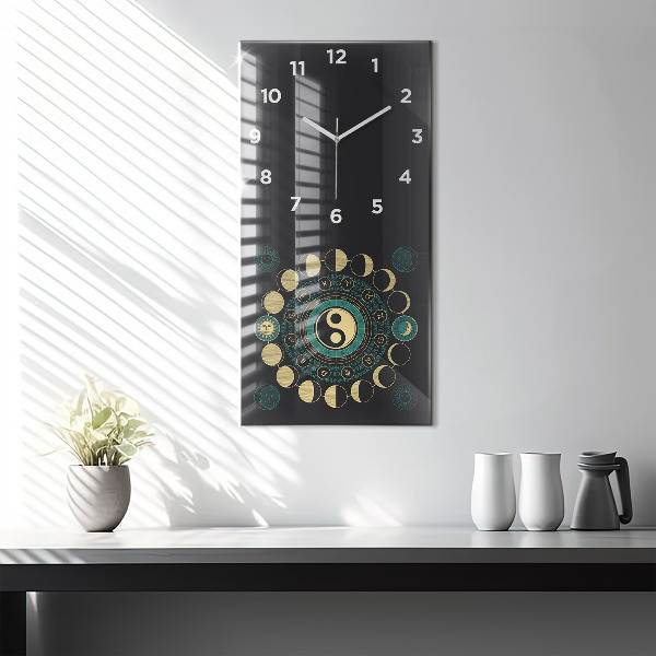 Modern vertical wall clock Moon phases