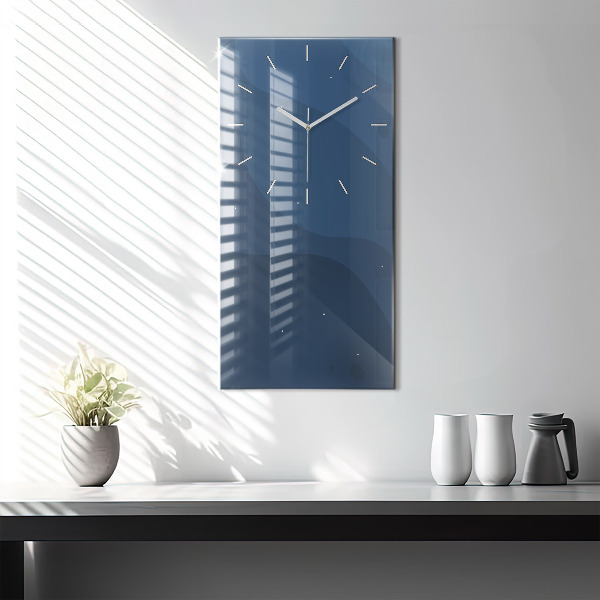 Modern vertical wall clock Blue waves