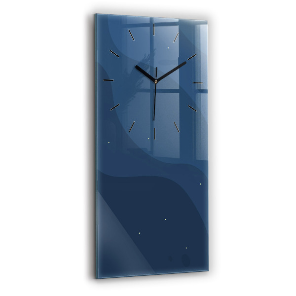Modern vertical wall clock Blue waves