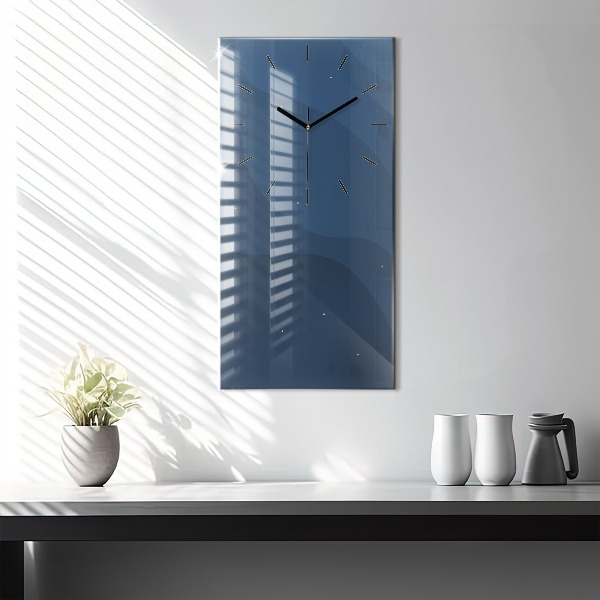 Modern vertical wall clock Blue waves