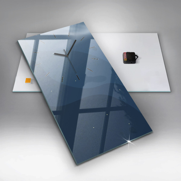 Modern vertical wall clock Blue waves