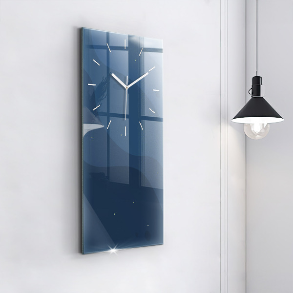 Modern vertical wall clock Blue waves