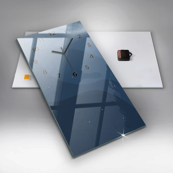 Modern vertical wall clock Blue waves