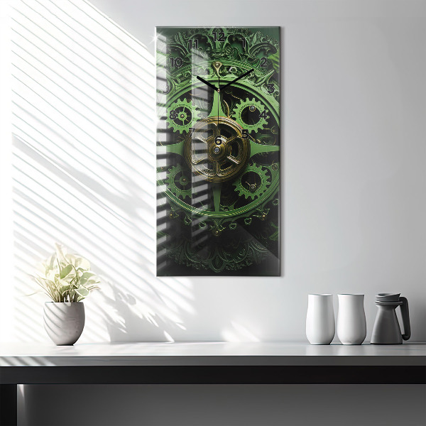 Modern vertical wall clock Green mechanism