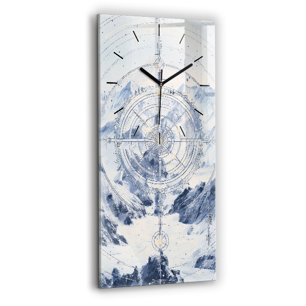 Modern vertical wall clock Blue drawings