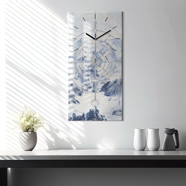 Modern vertical wall clock Blue drawings