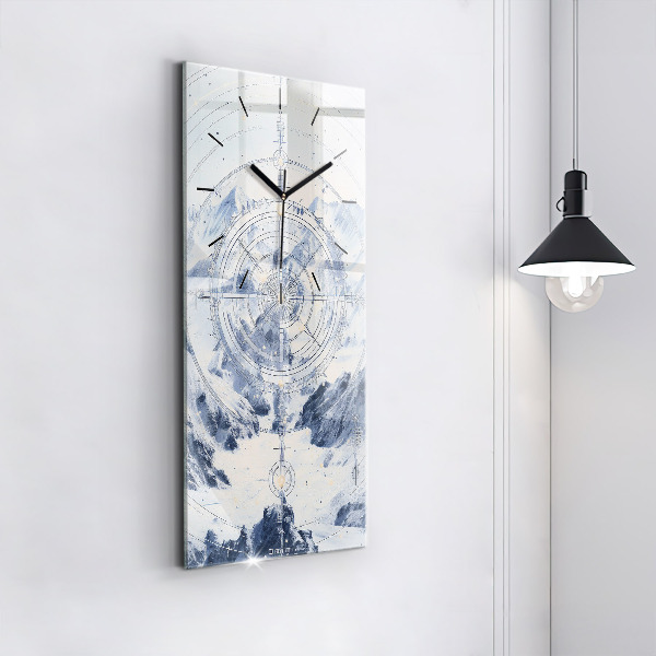 Modern vertical wall clock Blue drawings