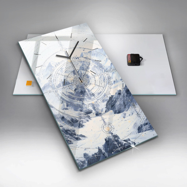 Modern vertical wall clock Blue drawings