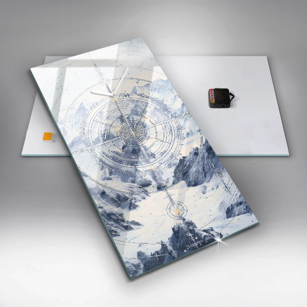 Modern vertical wall clock Blue drawings