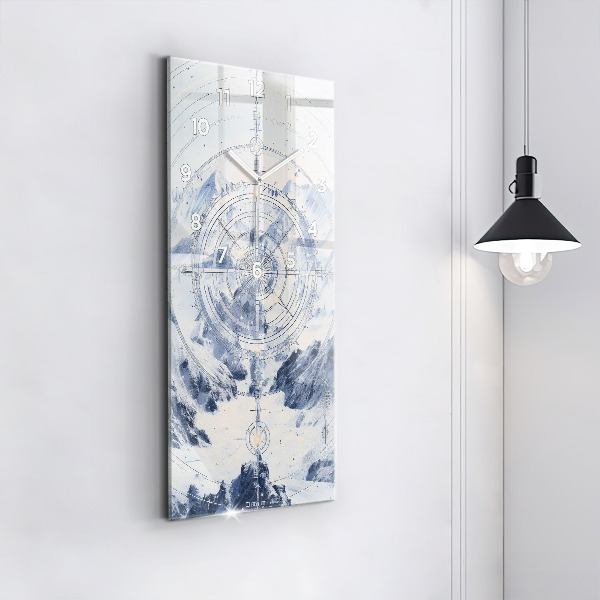 Modern vertical wall clock Blue drawings