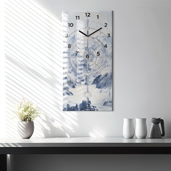 Modern vertical wall clock Blue drawings